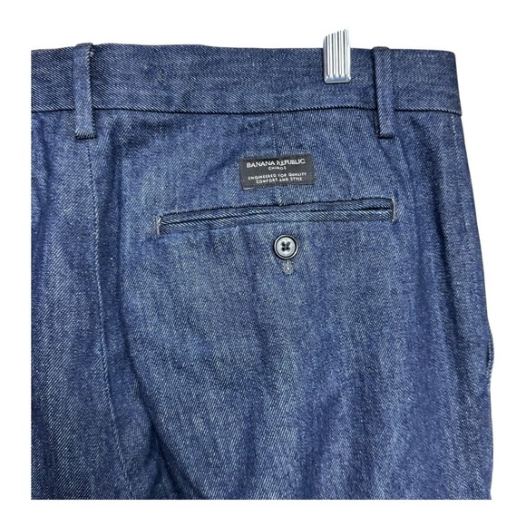 Banana Republic Smithfield Men's Dark Wash Denim Pleated Trousers Size 34 - Picture 4 of 7